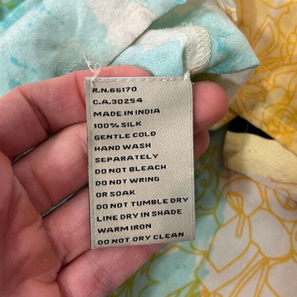 Anthropologie H by Helen Bullock Penelope Dress Silk Maxi sz 4 Abstract Yellow - Picture 11 of 16